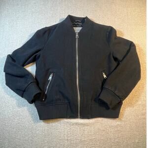 Levi’s Women’s Small Black Wool Blend Cropped Bomber Varsity Jacket Zip Up